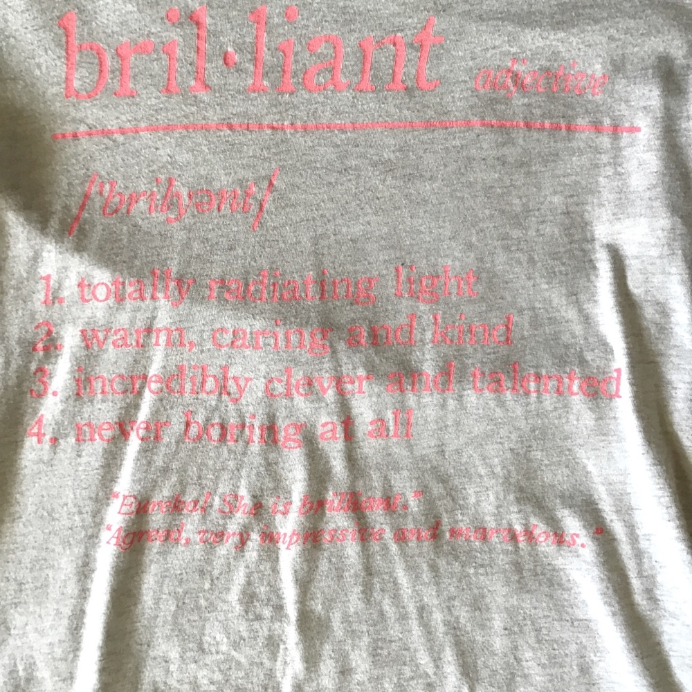 “Brilliant” white and pink tee